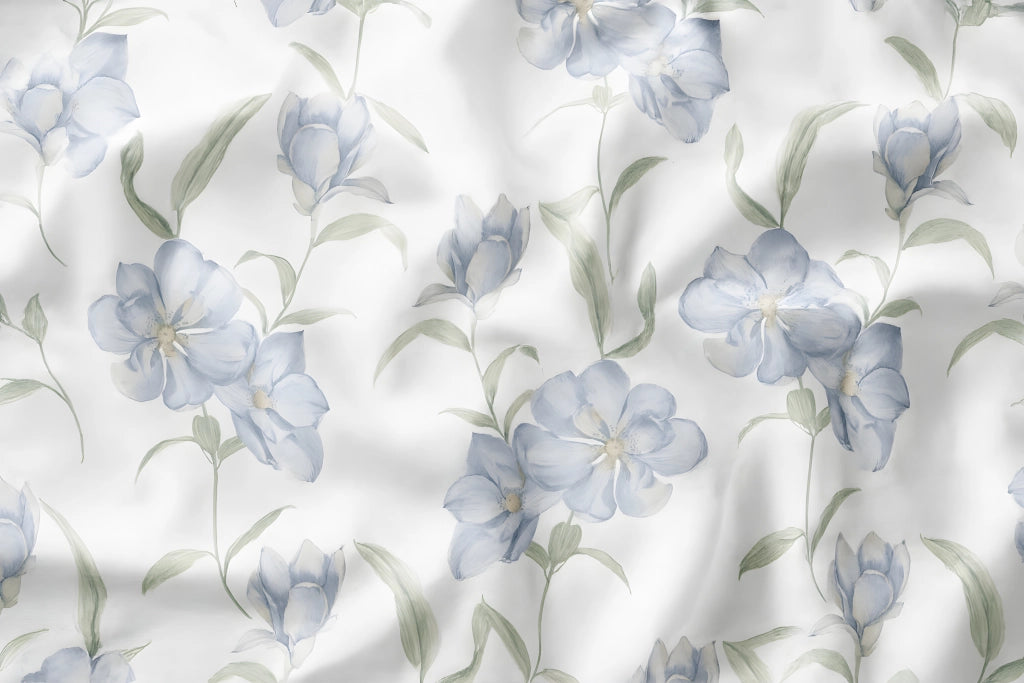 Coppia Federe Cuscino Letto Double Face 100% Cotone Disegno Magnolia GI - Federe - Azzurro