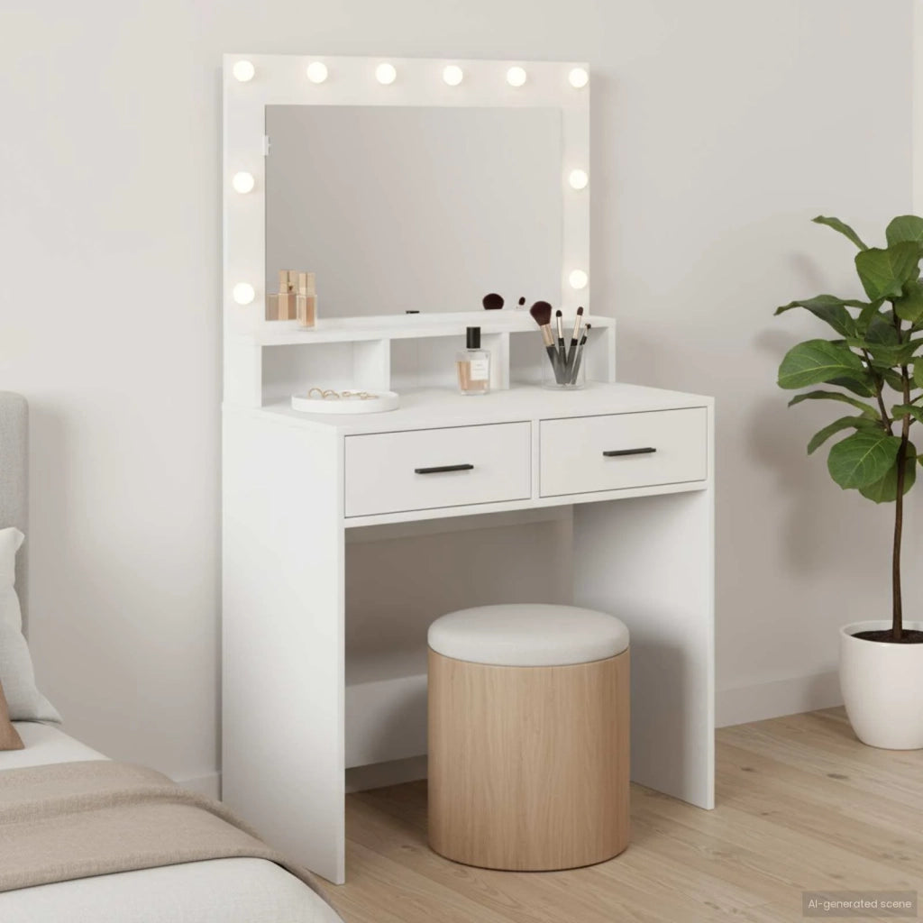 Toeletta | Tavolo da Trucco Bianco 79 x 41 x 135 cm Legno multistrato