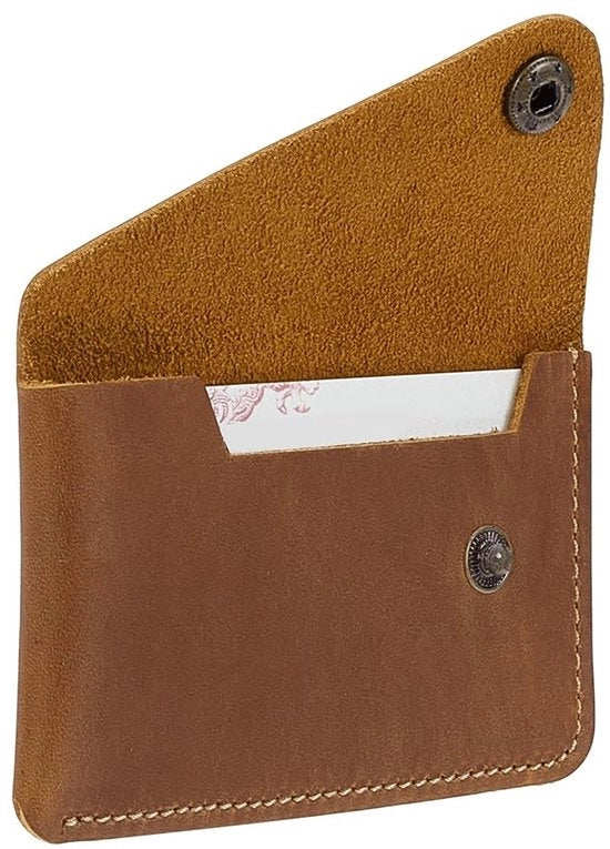 Supporto per carte di credito in pelle di cuoio naturale marrone