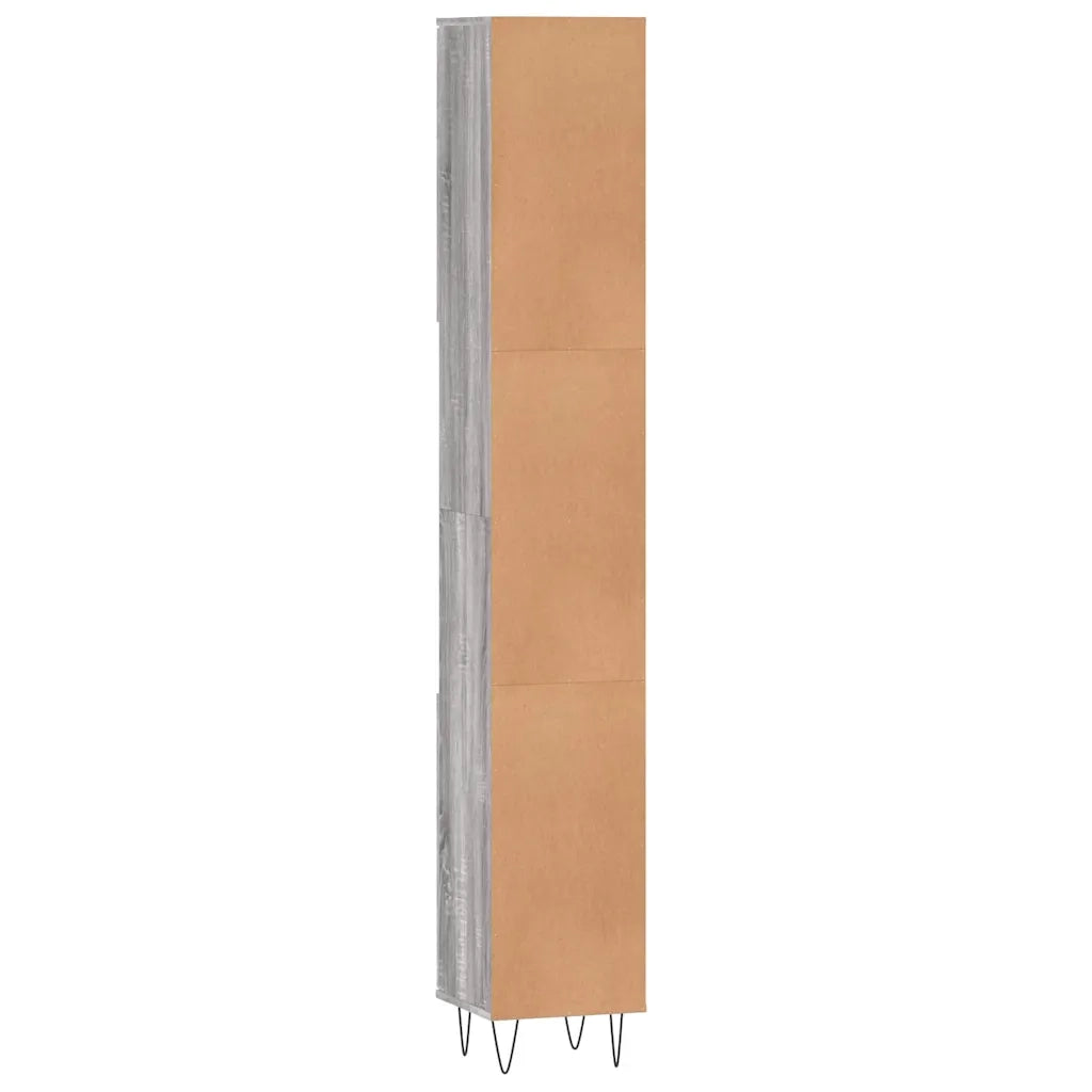 Armadietto Bagno | Armadio da bagno Grigio Sonoma 30x30x190cm in Legno Multistrato