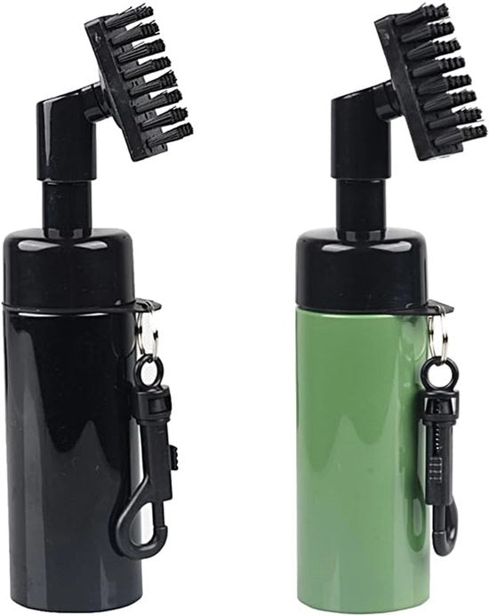 2 golf clubborstel rinfrescanti a doppio uso con spruzzatore integrato e uncino, rinfrescante per mazze da golf, spazzola umida per mazze, rinfrescante per palline con flacone di acqua extrusa, regalo per uomini - Nero e Verde