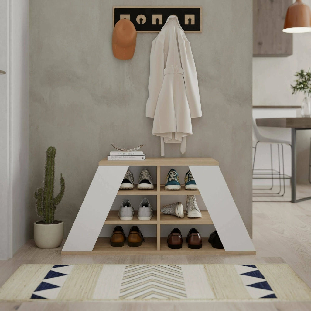 Mobile Portascarpe Zungri, Scarpiera 08-ott Paia, 106x38x50h cm Marrone Quercia
