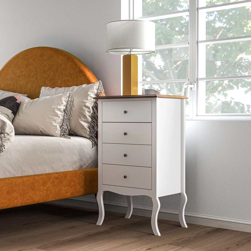 Cassettiera con 4 Cassetti ¨C Zephmum ¨C Bianco e Rovere 60x40x98,5 cm
