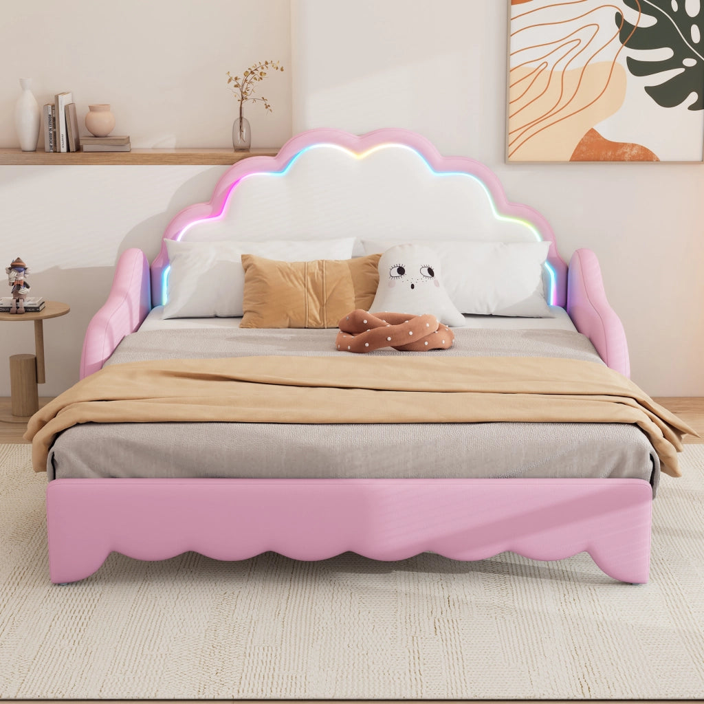 Sofabett trasformabile in divano PU rosa 140x200 cm