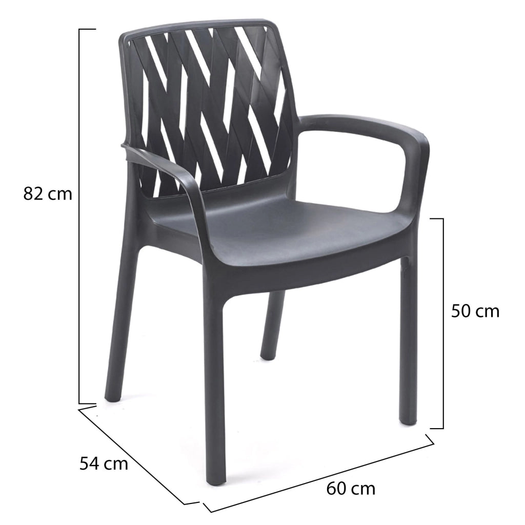 Rumley, Sedia da Esterno 4 Sedie Made in Italy, Nero Antracite