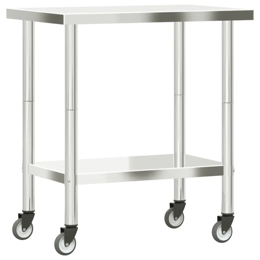 Tavolo da Lavoro Cucina con Ruote 82,5x55x85 cm in Acciaio Inox CFW8527361