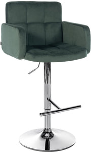 Sgabello da bar Los Angeles in velluto Verde scuro,cromo