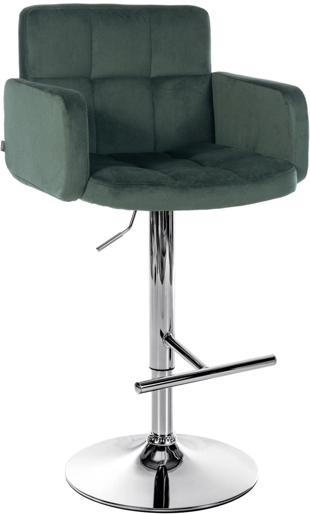 Sgabello da bar Los Angeles in velluto Verde scuro,cromo