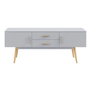 Mobile Porta TV con 2 Armadi e 2 Cassetti 140 x 40 x 56 cm Supporto TV con Passaggio Cavi Tavolino Consolle - Grigio Chiaro