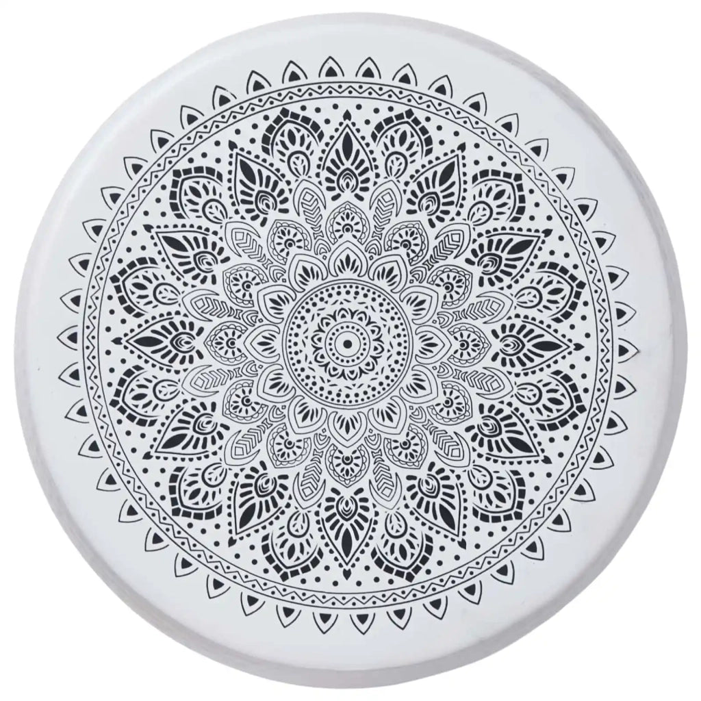 Tavolino da caffè rotondo martellato Bianco Ø 55 x 55 cm 373375