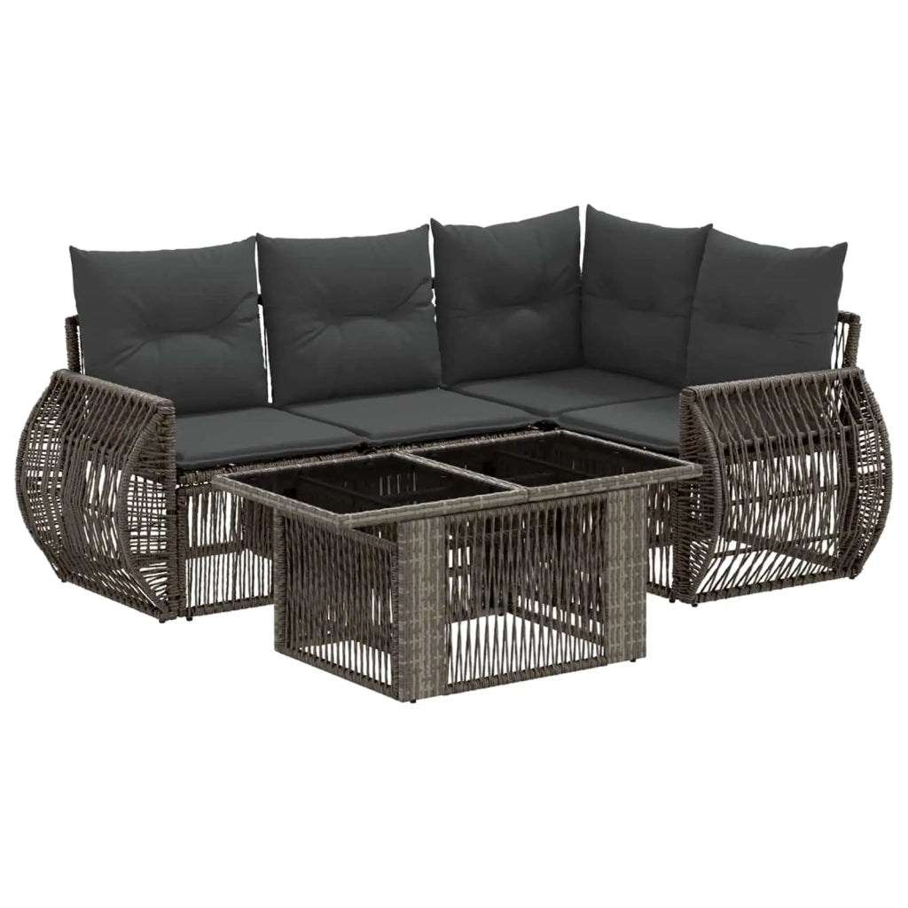 Set Divano da Giardino 5 pz Grigio e Grigio Scuro polyrattan 3436940