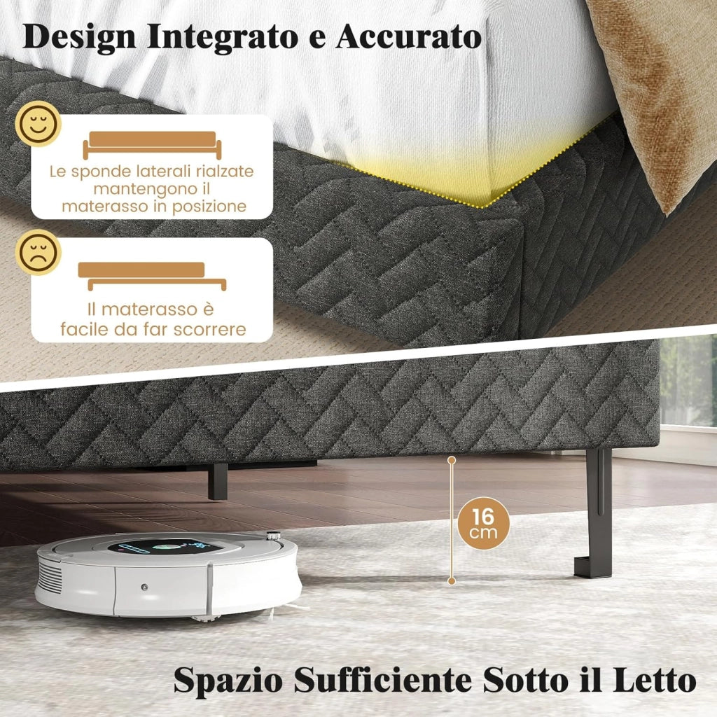 Struttura Letto Matrimoniale, Telaio Letto in Velluto con Testiera Regolabile in Altezza, Doghe in Legno a Supporto del Materasso, Silenzioso (160x200cm Stile 2)