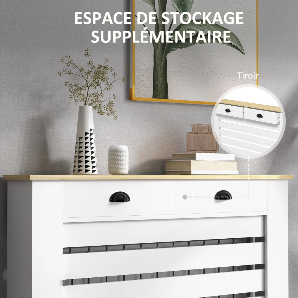 Copriradiatore con 2 cassetti in legno ¨C zephmum ¨C 111x19.5x95.5 cm bianco