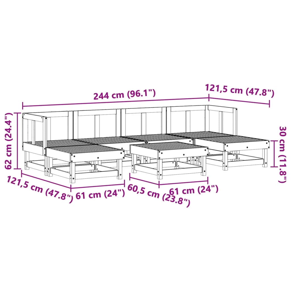 Set Lounge da Giardino 7 pcs Marrone Cera
