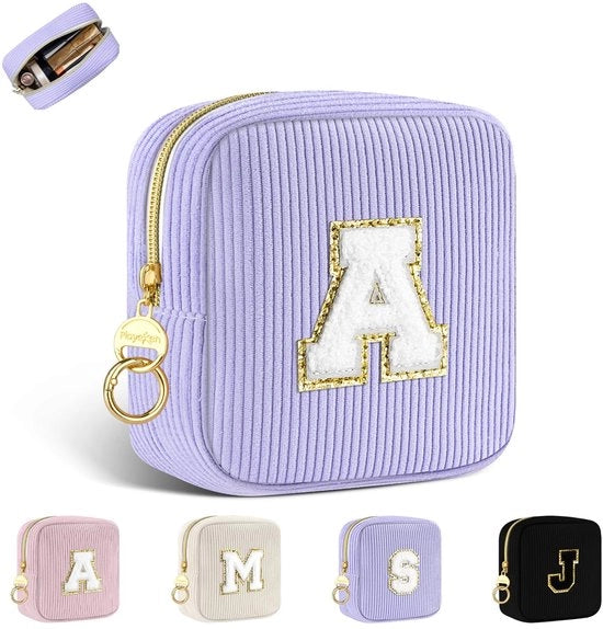 Tas da trucco personalizzata - Piccola tasca da trucco - Borsa da toilette per donna - Organizzatore - Tasca da viaggio per trucco - Iniziali personalizzate - Borsa per cosmetici
