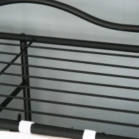 Armadio Guardaroba Appendiabiti con 5 Ripiani e 2 Tende, 84 x 42 x 158.5cm, in Metallo Nero con Decori a Fiori