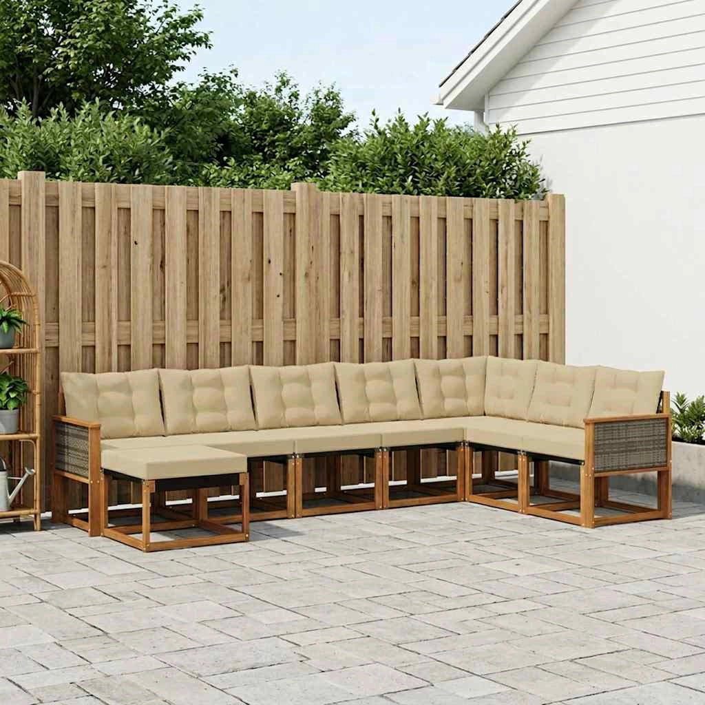 Set di divani da esterno 8 pz Naturale e Beige 3382141