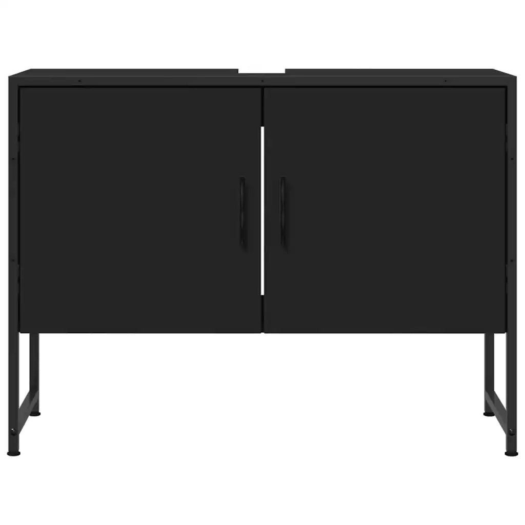 Mobile Lavabo Bagno Nero 60x30x60 cm Legno Multistrato 842461