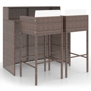 Set Bar da Giardino 3 pz | Set Salotto da Giardino con Cuscini Polyrattan Marrone