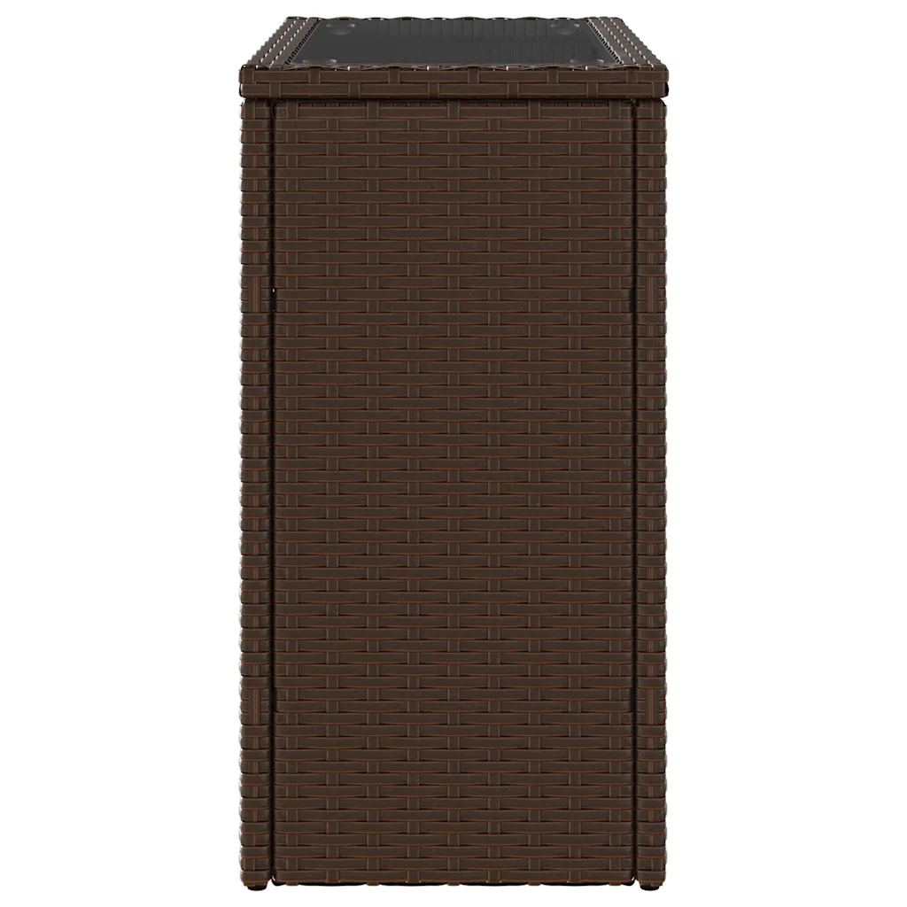Tavolino Giardino Piano Vetro Marrone 58x27,5x55 cm Polyrattan