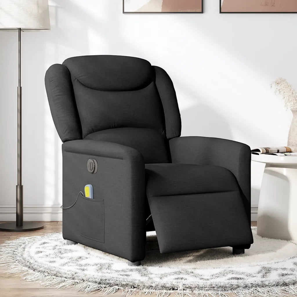 Poltrona Massaggiante | Sedia Relax Reclinabile Elettrica Nera in Tessuto