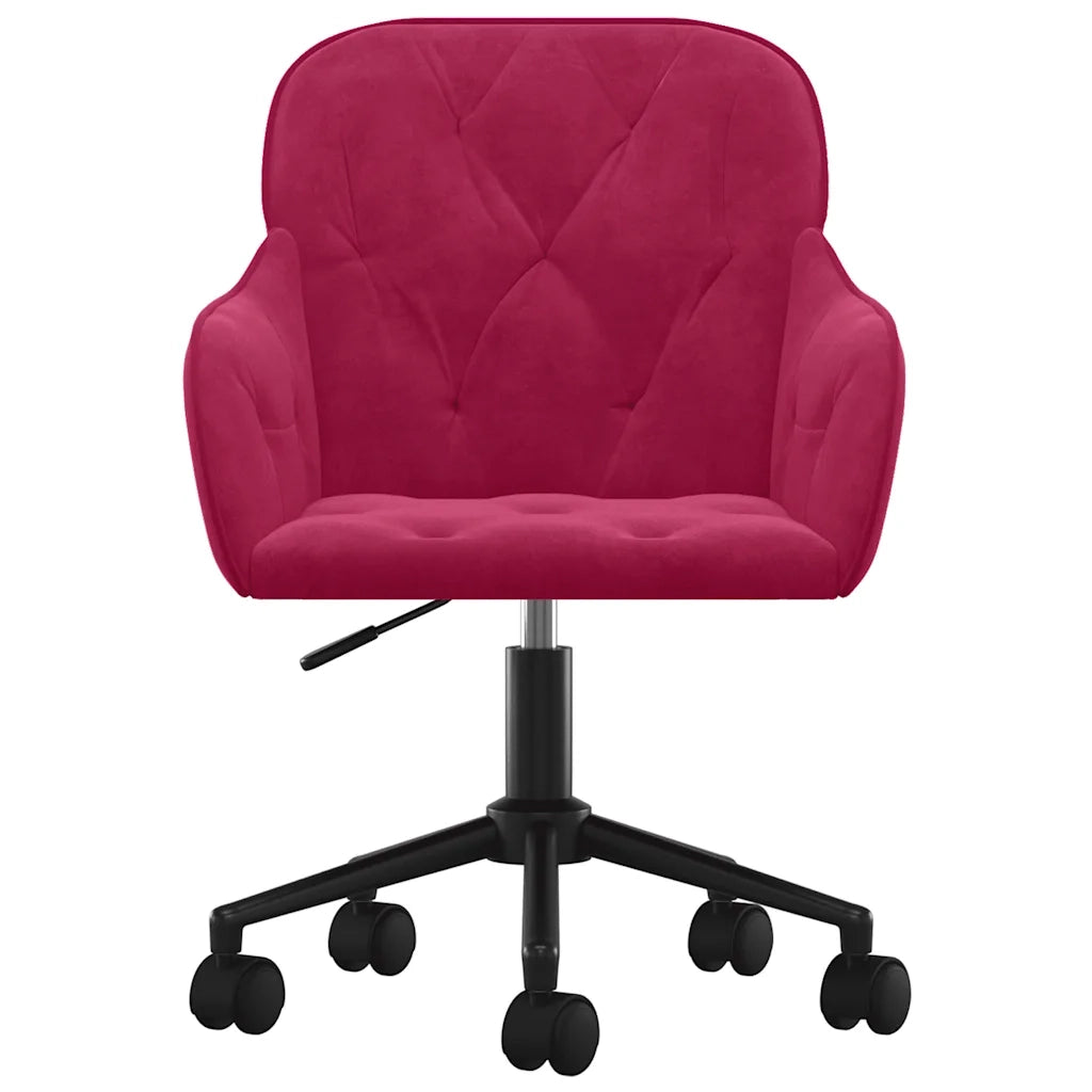 Sedia Girevole da Ufficio Rosso Vino in Velluto 344872