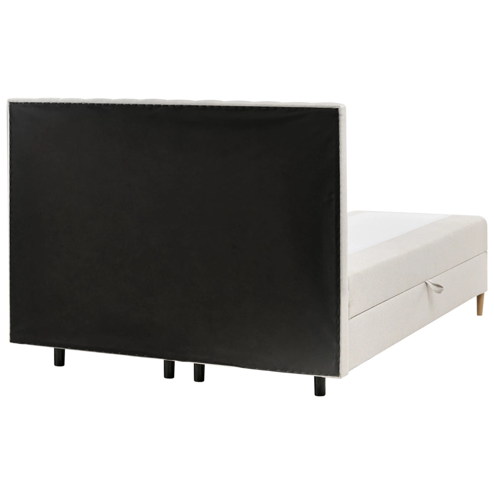 Divano letto matrimoniale con contenitore sollevabile imbottito con testiera 160 x 200 cm bianco sporco