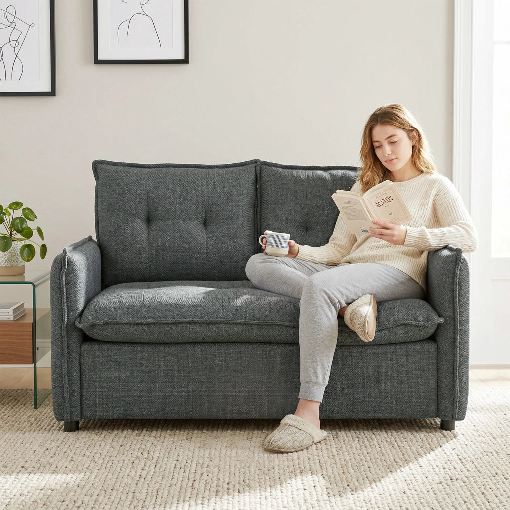 Divano 2 posti ¨C zephmum ¨C tessuto lino grigio scuro 131 cm
