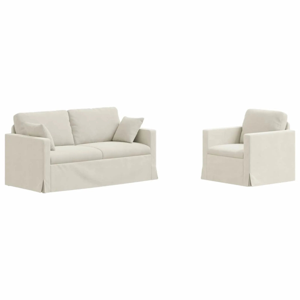 Set di divani 2 pcs Crema 158 x 78 x 80 cm Velluto 3407558