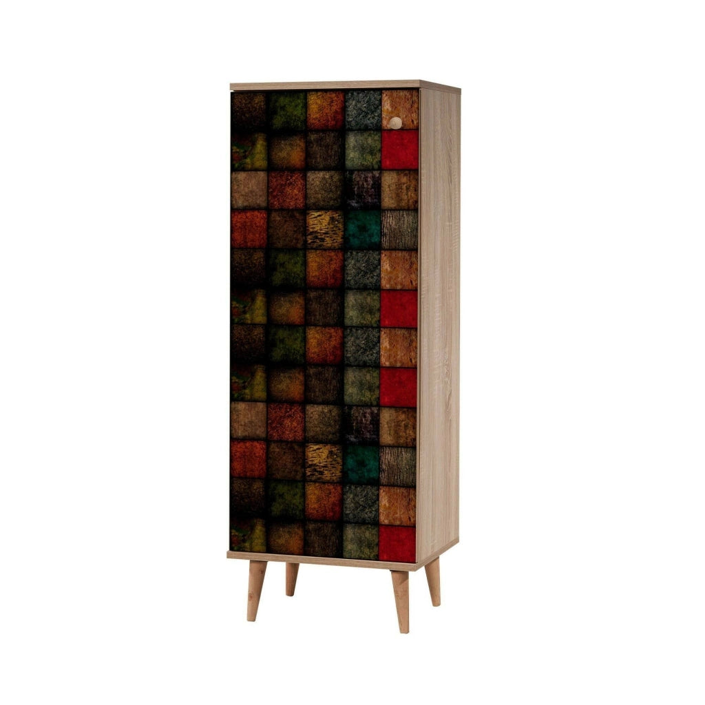 Podgorica, Mobile da Ingresso 16 Paia, 50x38x135h cm Marrone Quercia