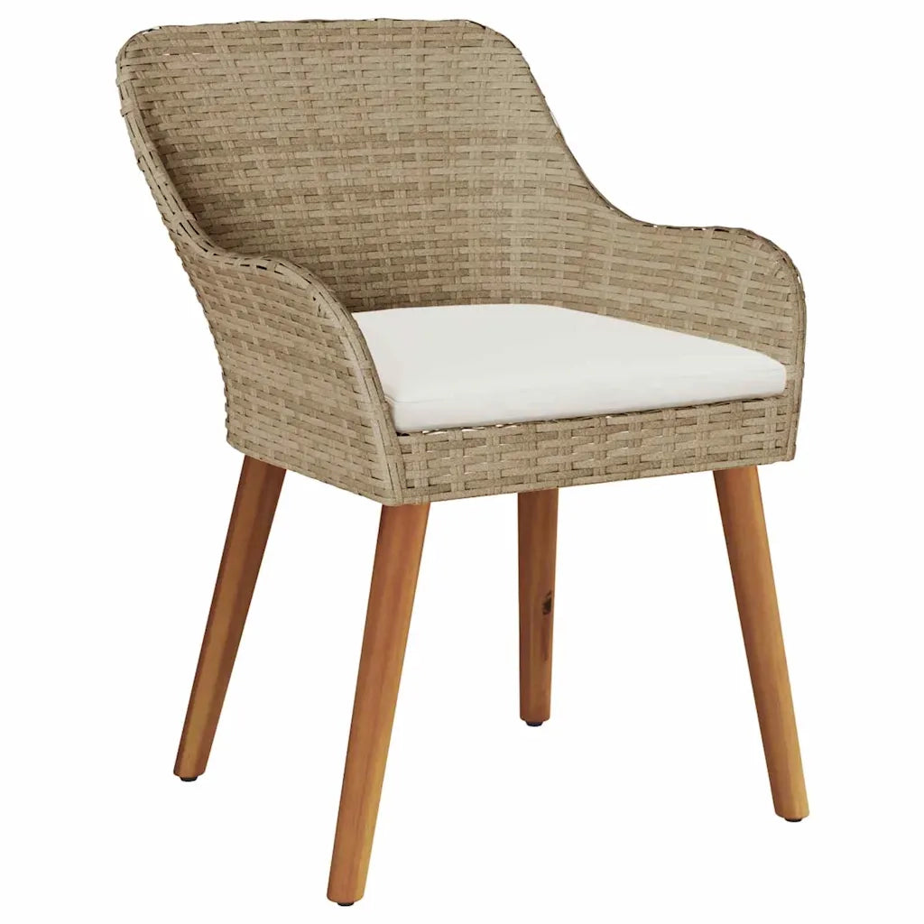 Set da Pranzo per Giardino con cuscino 5 pcs Beige polyrattan