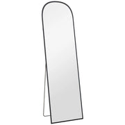 Specchio da Terra e Parete Moderno con Supporto Pieghevole 50x170 cm in Lega di Alluminio Nero