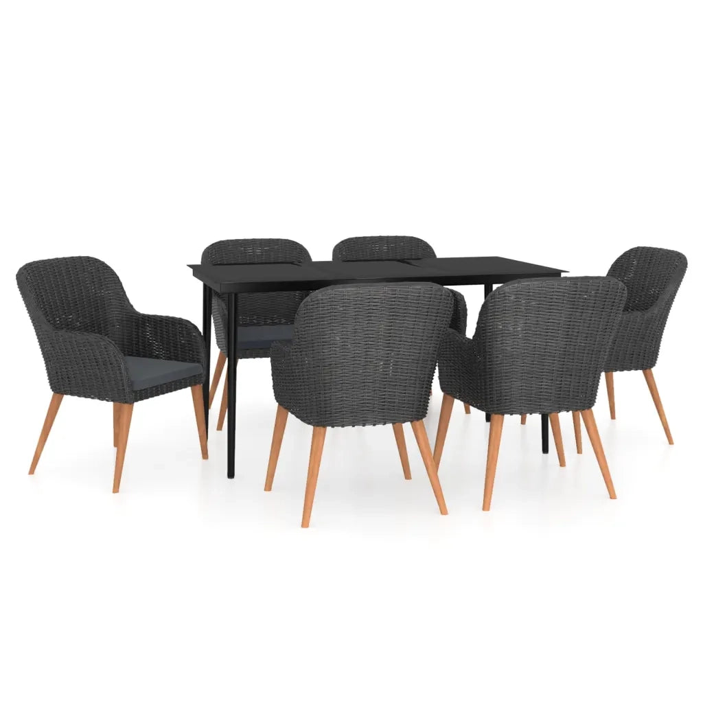 Set Mobili da Pranzo per Giardino 7 pz con Cuscini Nero cod mxl 43771