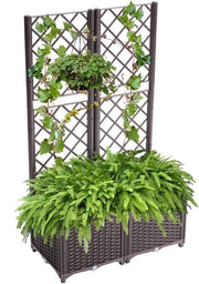 Vaso per piante con schienale - 80 × 40 × 136 cm - Moka - Per giardino, terrazza e balcone