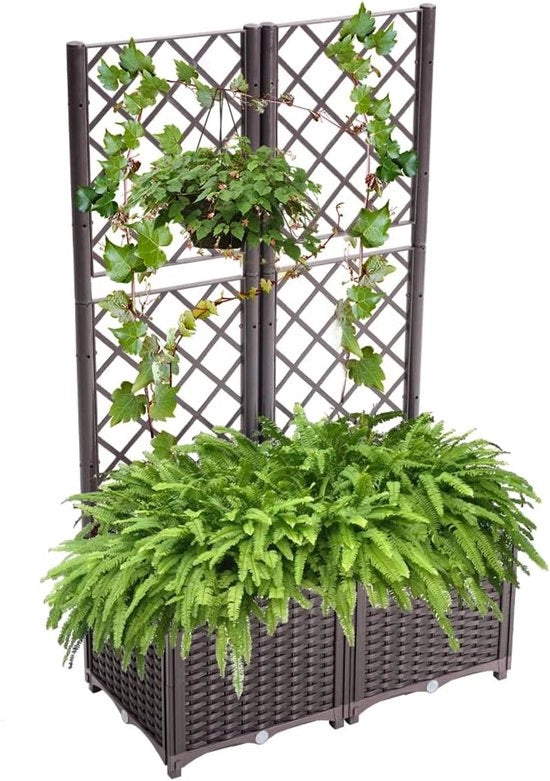 Vaso per piante con schienale - 80 × 40 × 136 cm - Moka - Per giardino, terrazza e balcone