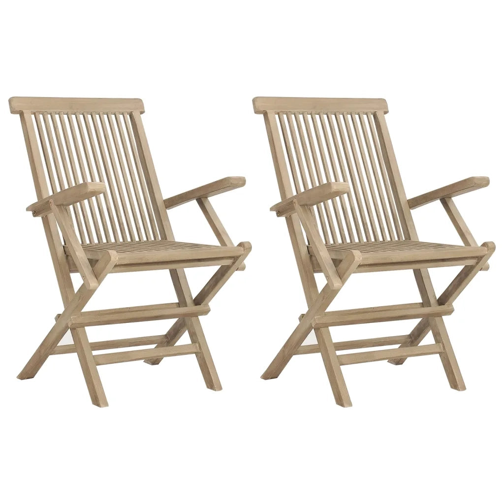 Sedie Giardino Pieghevoli 2 pz | Sedie da Esterno Grigie 56x61x89 cm Massello Teak