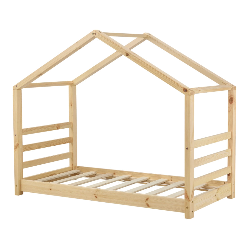 Letto a Casetta per Cameretta Vardø 80x160 cm Legno Naturale [en.casa]