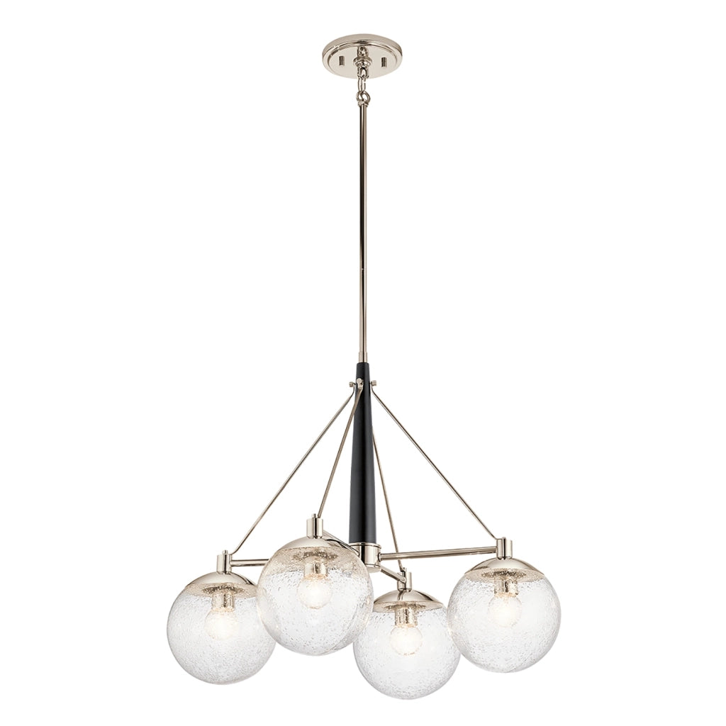 Lampadario Contemporaneo Marilyn Acciaio Nichel Lucido Vetro 4 Luci E27