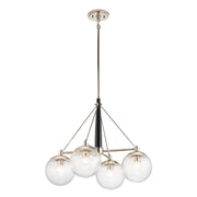 Lampadario Contemporaneo Marilyn Acciaio Nichel Lucido Vetro 4 Luci E27