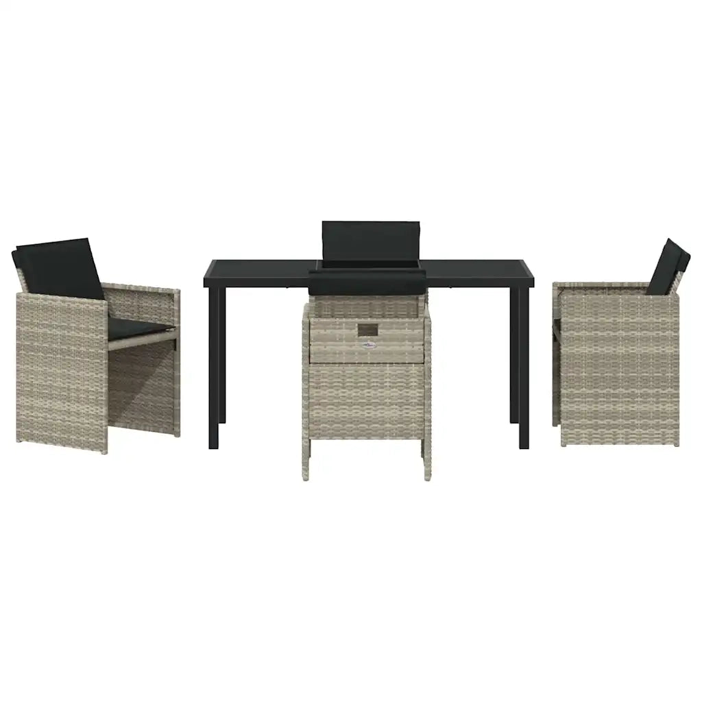 Set da Pranzo per Giardino 5 pcs Grigio chiaro polyrattan