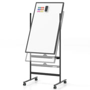 Lavagna bianca regolabile in 2 altezze con ruote pennarelli cancellino magneti, Lavagna a secco reversibile 183,5cm Nero-Lavagne