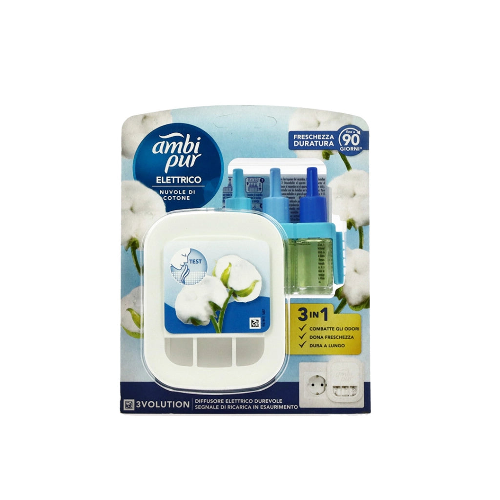 AMBIPUR DEODORANTE PER AMBIENTE  BASE E RICARICA DA 20ML NUVOLE DI COTONE