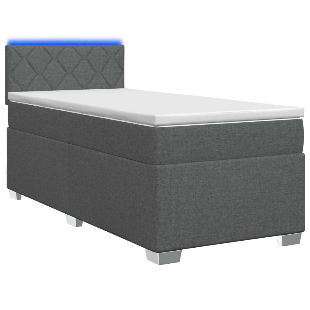 Letto con Box Spring, Materasso e LED Grigio Scuro Singolo 3452041