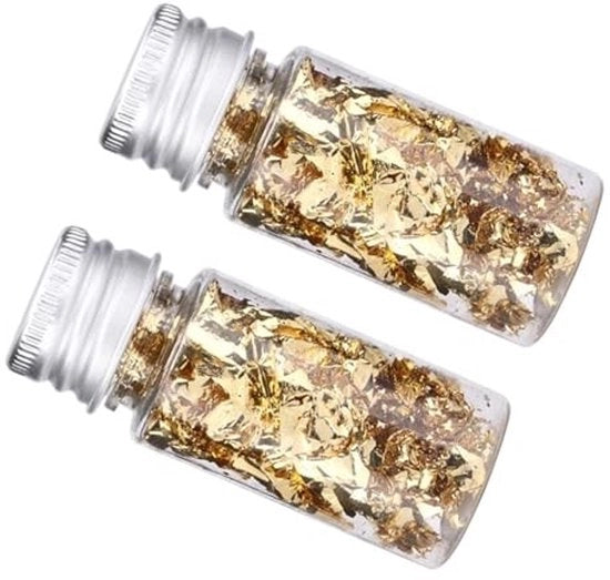 Decorazione con Fogli di Foglia d'Oro - Incluso Colla - Fogli di Foglia d'Oro Comestibili - Fogli di Metallo - Fogli di Argento - Decorazione Stilizzata e Elegante - Carta Decorativa