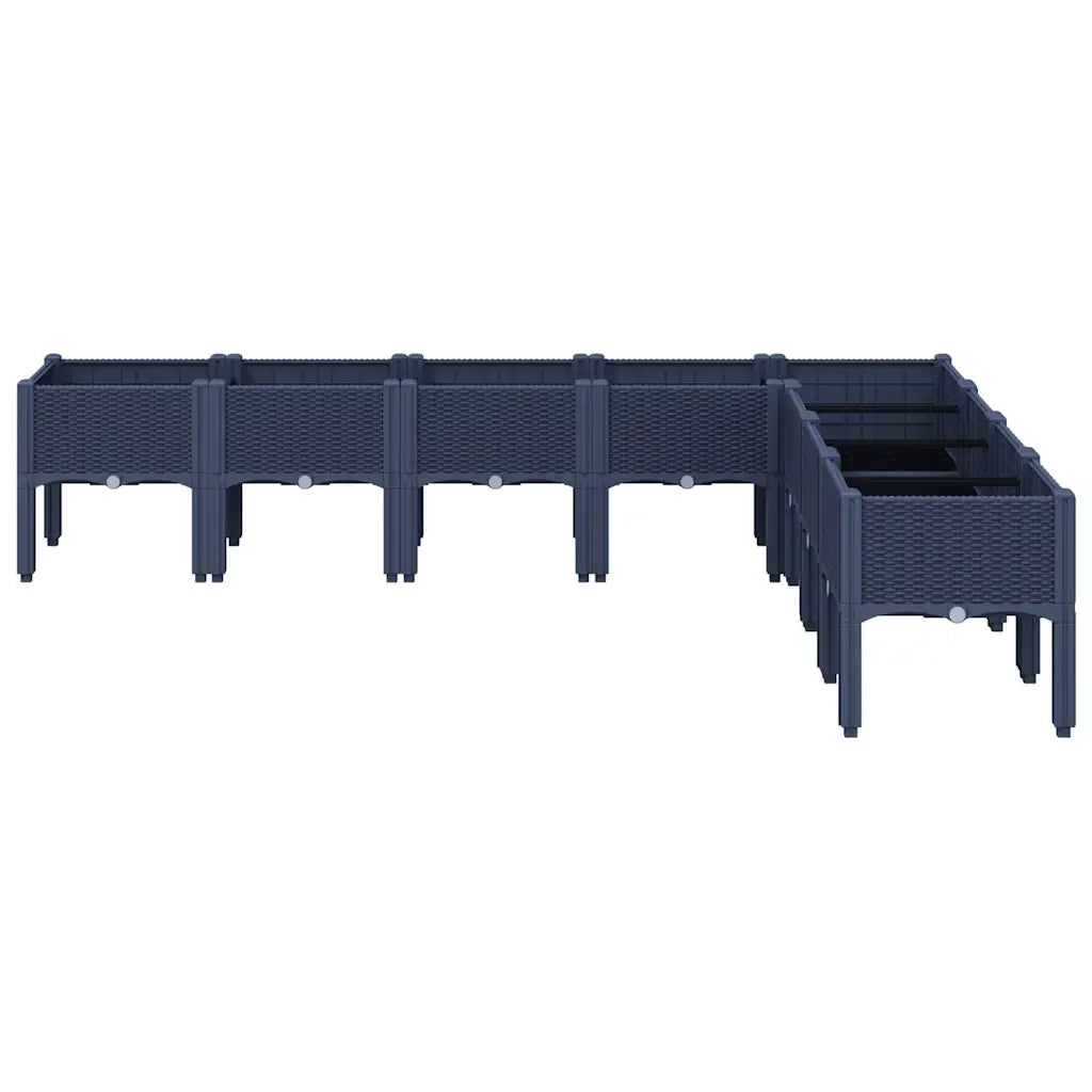 Fioriera da Giardino con Gambe-Vaso da Esterno-Contenitore per Piante Grigio Blu 200x160x42 cm in PP