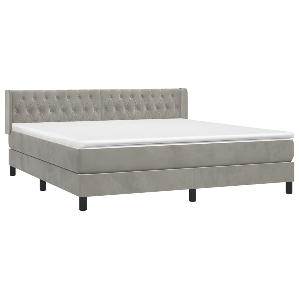 Giroletto a Molle con Materasso Grigio Chiaro 160x200cm Velluto 3131147
