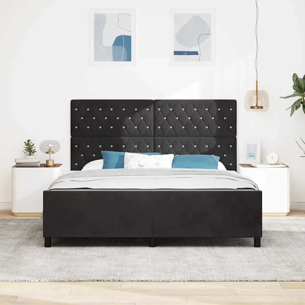 Letto a molle con testiera Nero 180 x 200 cm Velluto 3344893