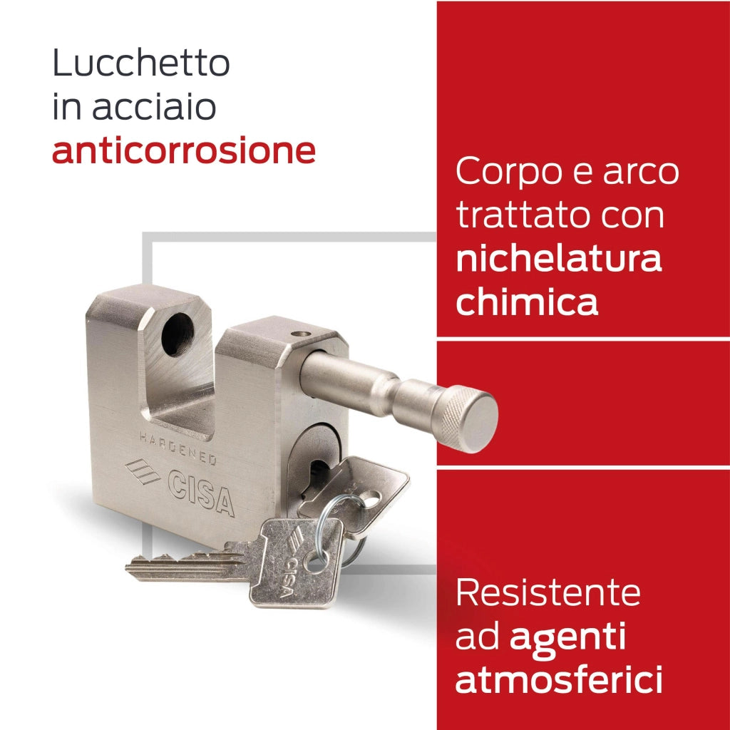 Lucchetto Rettangolare in Acciaio con Chiave Lim Cisa 84 mm