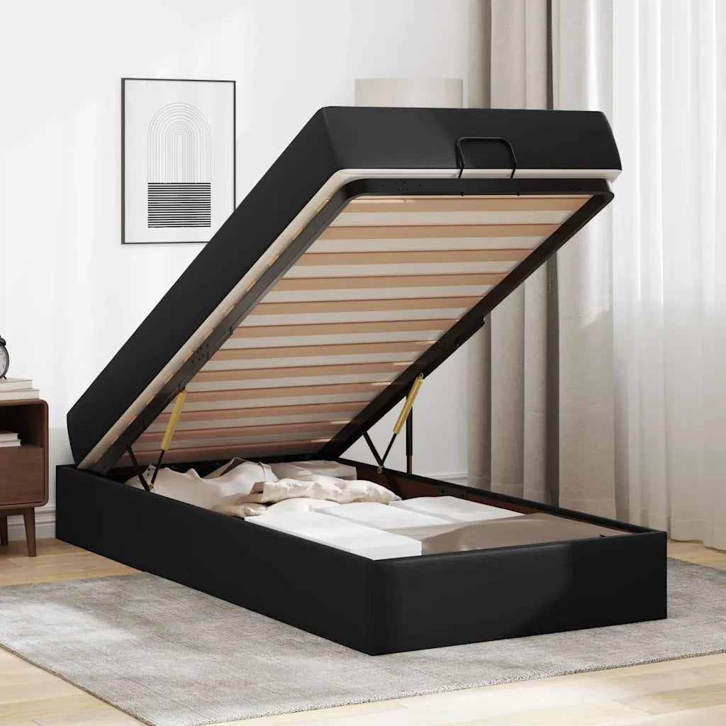 vidaXL Struttura letto con materasso Nero 80 x 200 cm Pelle sintetica
