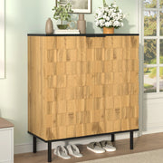 Scarpiera a 2 ante con ripiani regolabili design mosaico per ingresso e soggiorno in truciolare naturale 80 × 35 × 91,5 cm